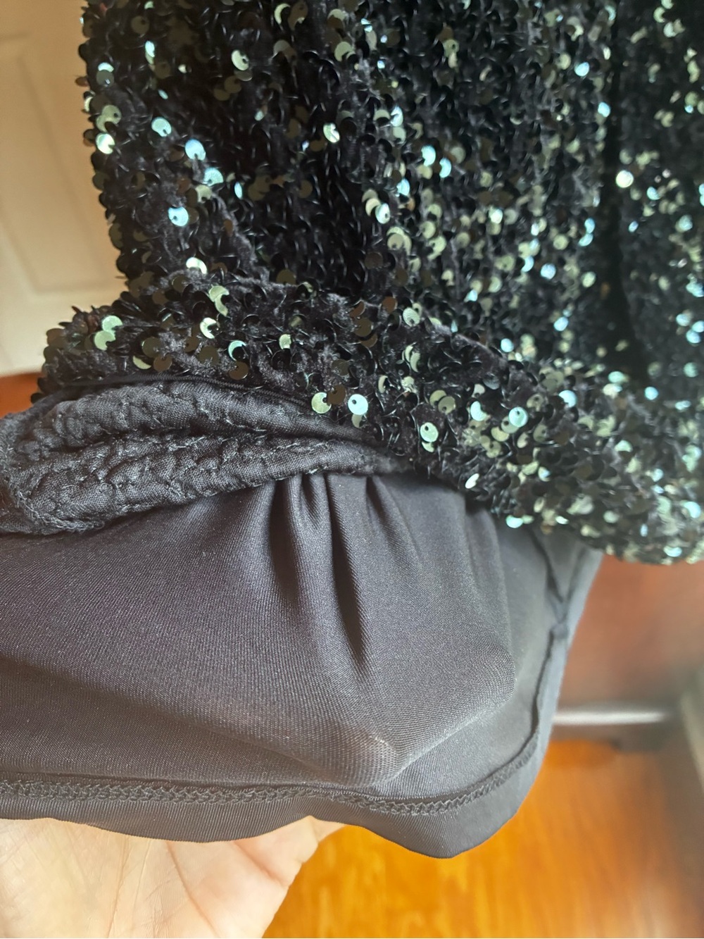 H&M Black Sequin Party Dress Size Medium Sparkly Mini Cocktail Dress - Picture 6 of 7